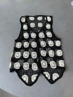 Zwart/wit gehaakt gilet/vestje, maat M, Verzenden, Zo goed als nieuw, Maat 38/40 (M), Zwart