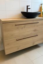 Maxaro Badmeubel met Natuurstenen Wasbak & Koperen Kraan, Huis en Inrichting, Ophalen, 100 tot 150 cm, Zo goed als nieuw, Minder dan 100 cm