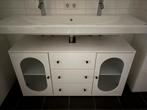 dressoir / badkamer- of opbergkast (wit, met glazen deuren), Huis en Inrichting, Kasten | Dressoirs, Ophalen, 100 tot 150 cm, 25 tot 50 cm