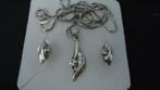 zilver setje ketting met hanger en bijpassende oorbellen, Verzenden, Zo goed als nieuw, Met edelsteen, Zilver