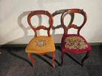 2 antieke eetkamer stoelen met borduurwerk, Antiek en Kunst, Ophalen