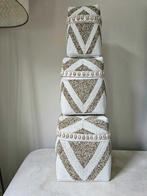 Hoge offermanden beige/wit uit Bali, Huis en Inrichting, Mand, Ophalen of Verzenden, Tropical Home, Rechthoekig