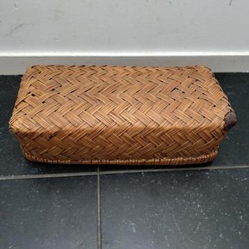 Mandje,deksel,2 delig,1960,Rotan,Riet,decoratie,foto,'s beschikbaar voor biedingen