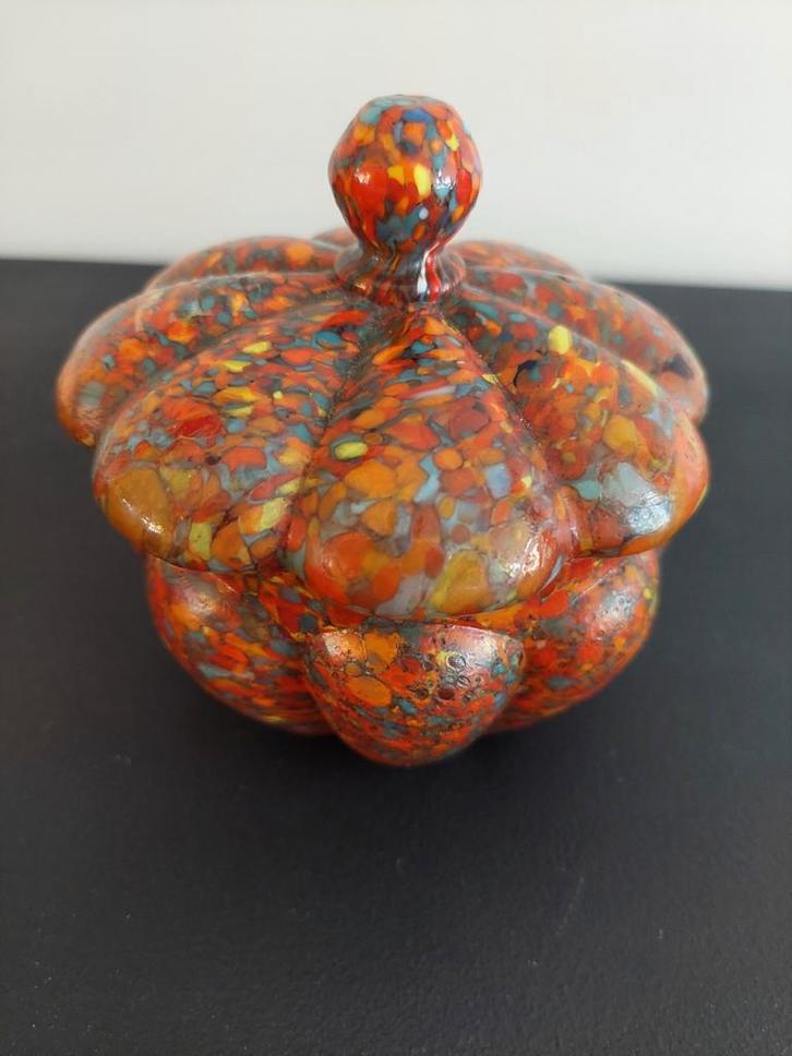 Spetterglas schaaltje met deksel artdeco, Antiek en Kunst, Antiek | Glas en Kristal, Ophalen of Verzenden