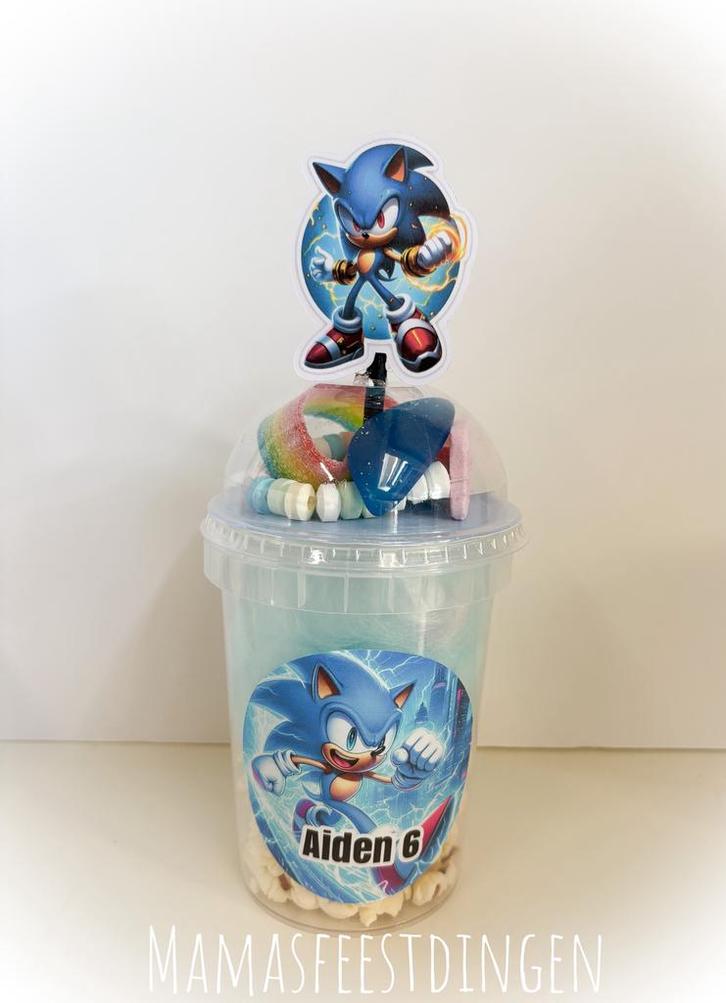 Traktatie e suikerspin/popcorn/snoep SONIC, Hobby en Vrije tijd, Feestartikelen, Nieuw, Feestartikel, Verjaardag, Ophalen of Verzenden