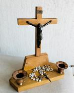 Kruis met Kandelaars Relikwie Misdienaartje en Rozenkrans, Antiek en Kunst, Antiek | Religie, Ophalen of Verzenden