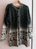Vintage lang wollen vest herten groen M, Kleding | Dames, Ophalen of Verzenden, Gedragen, Groen