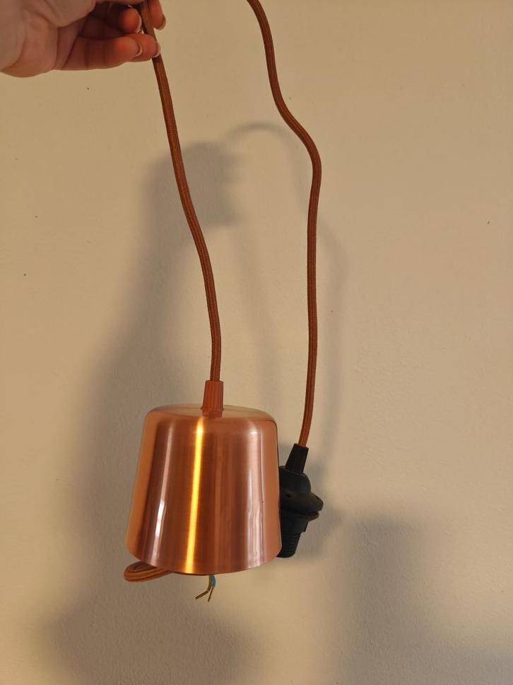 Hanglamp industrieel rosegoud / koper lamp, Huis en Inrichting, Lampen | Hanglampen, Gebruikt, 75 cm of meer, Metaal, Ophalen