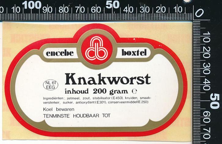 Sticker: Encebe - Knakworst, Verzamelen, Stickers, Zo goed als nieuw, Bedrijf of Vereniging, Ophalen of Verzenden