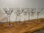 4 mooie vintage martini glazen roze voet, Luminarc Frankrijk, Ophalen of Verzenden