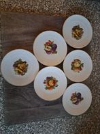 Vintage Ontbijtbordjes met Fruit Dessin, Huis en Inrichting, Gebruikt, Ophalen of Verzenden, Bord(en), Overige stijlen
