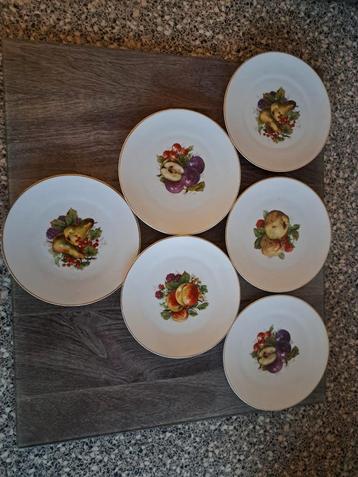 Vintage Ontbijtbordjes met Fruit Dessin beschikbaar voor biedingen