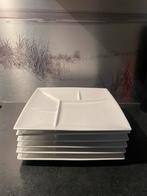 6 witte vierkanten gourmetborden van Yong, Ophalen of Verzenden, Zo goed als nieuw, Bord(en), Overige stijlen