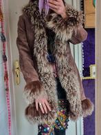 Afghaanse hippie Penny Lane vintage bohemian suede jas, Maat 38/40 (M), Ophalen of Verzenden, Bruin