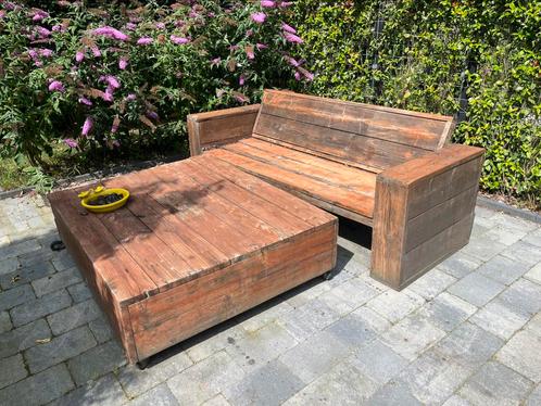 Houten loungeset - op te knappen of hout te gebruiken, Tuin en Terras, Tuinsets en Loungesets, Gebruikt, Loungeset, Hout, 6 zitplaatsen