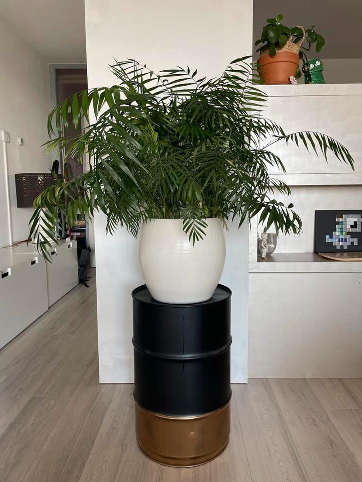 Stoer Olievat Tafeltje, Huis en Inrichting, Tafels | Bijzettafels, Gebruikt, Rond, 45 tot 60 cm, Minder dan 55 cm, Metaal of Aluminium