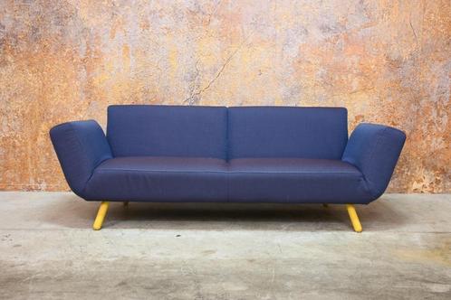 ZGANieuw blauwe stoffen Pode dr'op design bank verstelbaar, Huis en Inrichting, Banken | Bankstellen, Zo goed als nieuw, Rechte bank