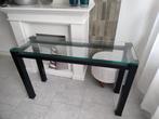 Strakke sidetable met glazen blad - 120x40x70 cm, 100 tot 150 cm, Ophalen of Verzenden, Zo goed als nieuw, Glas