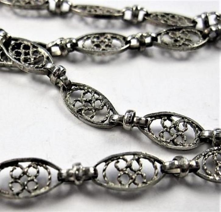 Elegante halsketting met filigrain schakels, 925 (7941-1181), Sieraden, Tassen en Uiterlijk, Kettingen, Zo goed als nieuw, Zilver