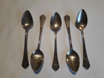 5 ANTIEKE HOLLANDSE ZILVEREN KOFFIE / THEELEPELS I.Z.G.STAAT beschikbaar voor biedingen