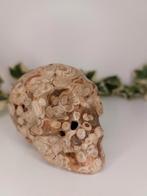 Amber calciet/ aragoniet human skull, Verzamelen, Mineralen en Fossielen, Ophalen of Verzenden, Mineraal