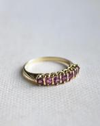 Vintage 9K gouden Half eternity ring met roze saffier 17,65, Sieraden, Tassen en Uiterlijk, Ringen, Goud, Goud, Met edelsteen