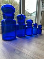 Blauw Apothekers potten 5 delig vintage, Ophalen of Verzenden