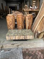 Iroko mahonie en notenhout schaaldelen plus 350cm, Ophalen, Overige typen, Nieuw, Hardhout