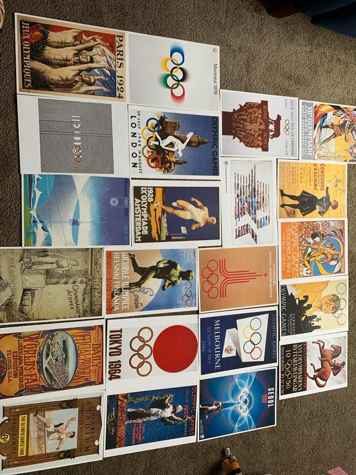 Collectie 1924-1988 Olympische Spelen Posters 22 stuks, Antiek en Kunst, Kunst | Overige Kunst, Ophalen