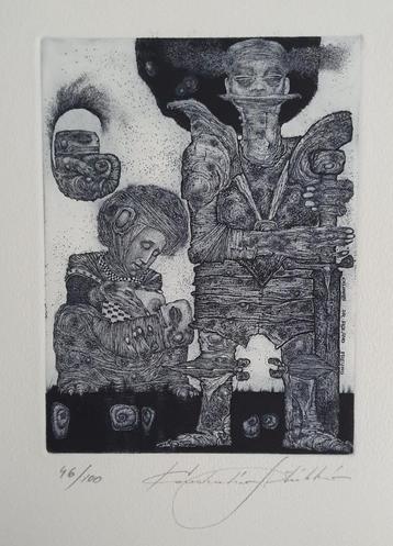 Exlibris  K. Antioukhin, moeder met kind, man met zwaard beschikbaar voor biedingen