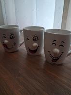3 Vrolijke Mokken met Gezichtjes, Keramiek, Ophalen of Verzenden, Zo goed als nieuw, Overige stijlen