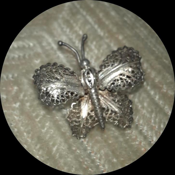 Filigrain vlinder  broche zilver, Sieraden, Tassen en Uiterlijk, Broches, Zo goed als nieuw, Zilver, Zilver, Ophalen of Verzenden