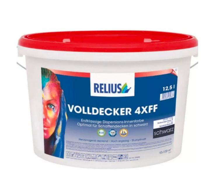 Relius Volldecker 4XFF Mat Zwart - 12,5 Liter Muurverf, Doe-het-zelf en Verbouw, Verf, Beits en Lak, Nieuw, Verf, 10 tot 15 liter