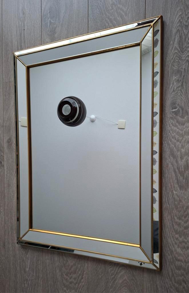 Jaren 80 Deknudt België Hollywood Recency spiegel, Antiek en Kunst, Antiek | Spiegels, Minder dan 50 cm, Rechthoekig, Ophalen of Verzenden