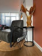 Zwart metalen bijzettafel, Huis en Inrichting, Minder dan 55 cm, Metaal of Aluminium, Rond, Zo goed als nieuw