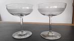 2 oude kristallen champagne coupes, geometrisch moties, Antiek en Kunst, Antiek | Glas en Kristal, Ophalen of Verzenden