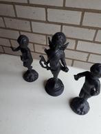 3 gietijzeren beeldjes bieden zie beschrijving, Antiek en Kunst, Ophalen