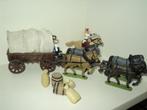 Tinnen 40mm schaal huifkar met 4-span en extra ruiter, Hobby en Vrije tijd, Modelbouw | Figuren en Diorama's, Ophalen of Verzenden