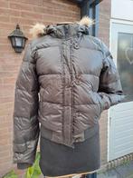Moscow  Bruine grijs Puffer Jas met Bontkraag - Maat S, Ophalen of Verzenden, Zo goed als nieuw, Maat 36 (S), Bruin