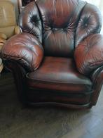 Chesterfield fauteuil van leer, Ophalen of Verzenden, Zo goed als nieuw, 75 tot 100 cm, Leer