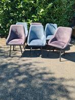 Set van 6 eetkamerstoelen blauw/antraciet velvet nu €210, Huis en Inrichting, Ophalen, Overige kleuren, ., Zo goed als nieuw