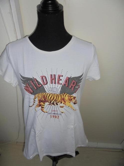 Ecru shirt met tijgerprint merk Twoday maat L, Kleding | Dames, T-shirts, Zo goed als nieuw, Maat 42/44 (L), Korte mouw, Ophalen of Verzenden