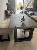 Stijgerhouten Eettafel + (gratis) Bankje + (gratis) Stoelen, Huis en Inrichting, Tafels | Eettafels, Ophalen, Gebruikt, 50 tot 100 cm