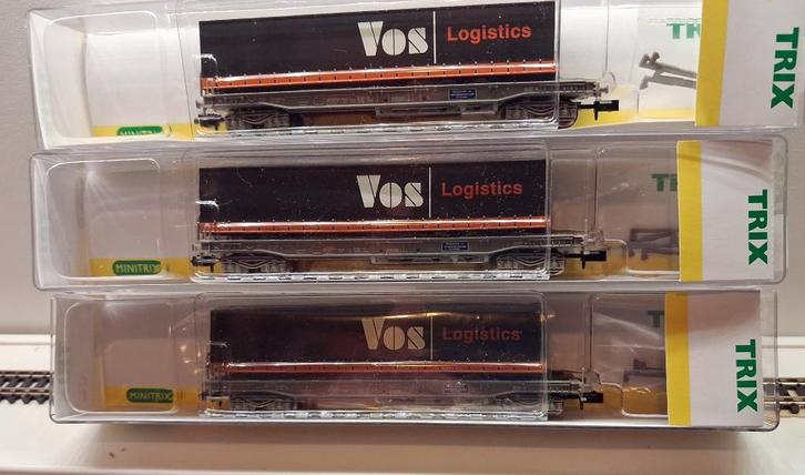 MINITRIX 15645-17  3 Containerdraagwagens NS  Vos, Hobby en Vrije tijd, Modeltreinen | N-Spoor, Nieuw, Wagon, Gelijkstroom, Trix