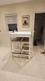 Bartafel en 4 stoelen, Huis en Inrichting, Ophalen, 100 tot 150 cm, 50 tot 100 cm, Zo goed als nieuw