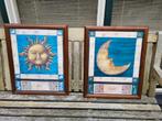 2 mooie grote schilderij lijsten met afbeelding zon en maan, Ophalen of Verzenden, Zo goed als nieuw, Hout