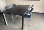 Tafel 2.00X1.00 m zwart met 4 stevige  stoelen, Huis en Inrichting, Tafels | Eettafels, Ophalen, Gebruikt, 200 cm of meer, 50 tot 100 cm