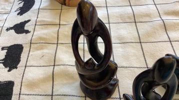 Afrikaanse Houten Beeldjes - 6 stuks beschikbaar voor biedingen