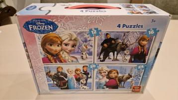 Frozen Puzzelbox Disney - 4 Puzzels Compleet! Vanaf 3-4 jaar beschikbaar voor biedingen