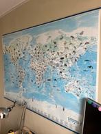 Wereldkaart met dieren - Geplastificeerd 90x125cm, 2000 tot heden, Ophalen of Verzenden, Wereld, Landkaart